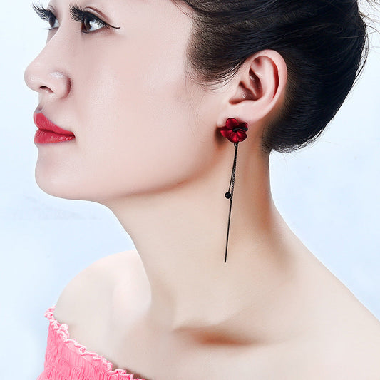 Fairy Flower Design Tassels Women Dangle Earrings-Earrings-Wine Red-Free Shipping Leatheretro