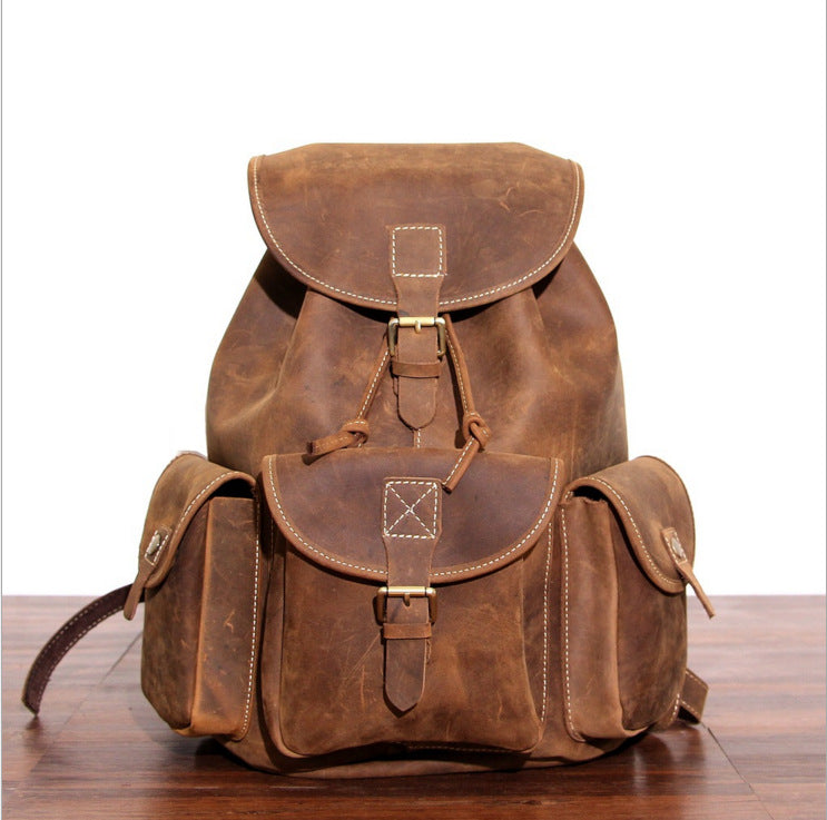 Vintage Genuine Leather Backpacks 8891-Leather Backpack-Light Brown-Free Shipping Leatheretro