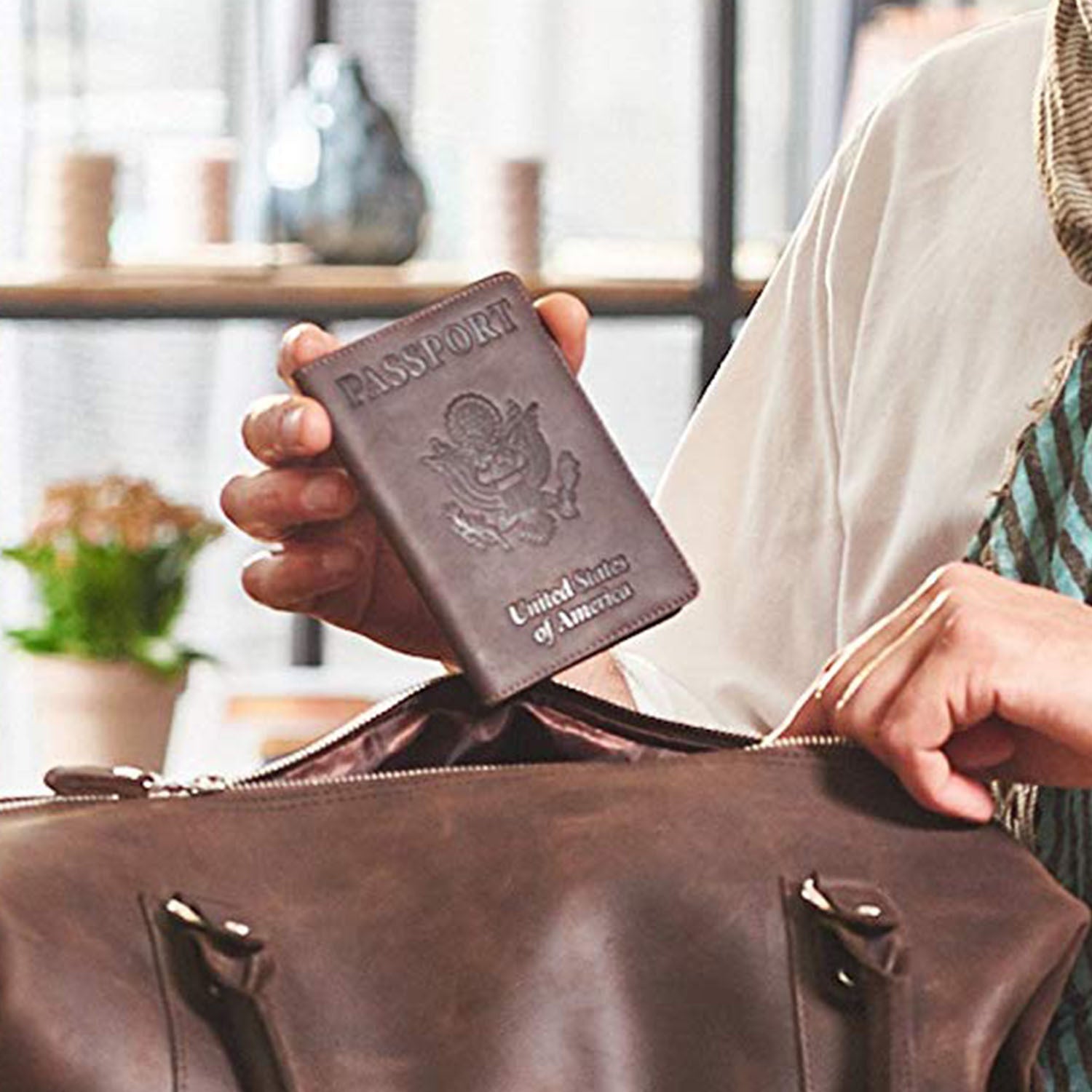 Vintage US Leather Passport Holder-Black-Free Shipping Leatheretro