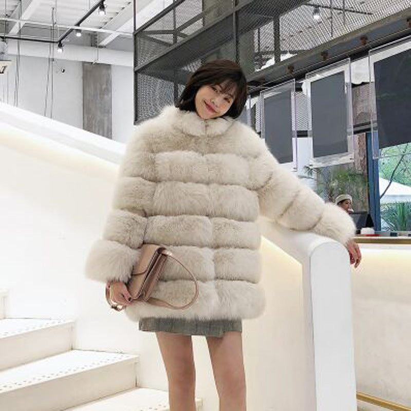Fashion Leather with Fur Long Sleeves Winter Coats for Women-Coats & Jackets-White-S-Free Shipping Leatheretro
