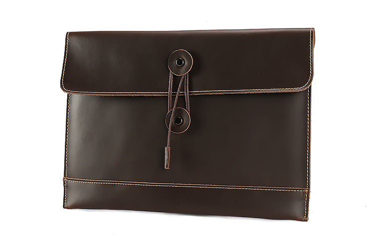 Vintage Envelope 13" Leather Portfolio Laptop Bag-Leather Case for Laptop-Black-Free Shipping Leatheretro