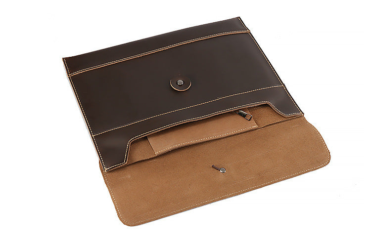 Vintage Envelope 13" Leather Portfolio Laptop Bag-Leather Case for Laptop-Black-Free Shipping Leatheretro