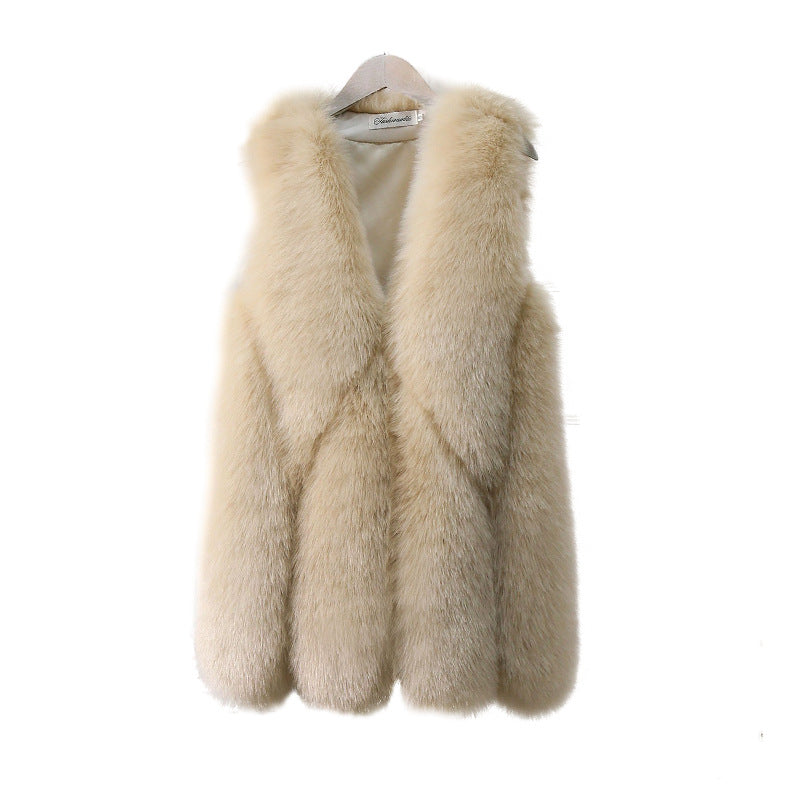 Women Artificial Fox Fur Women Long Vest-Vests-White-S-Free Shipping Leatheretro