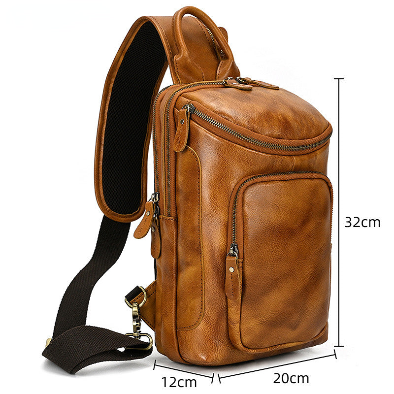 Vintage Leather Chest Bag for Men 9336-Saddle Bags & Panniers-Cray Horse Leather-Brown-Free Shipping Leatheretro