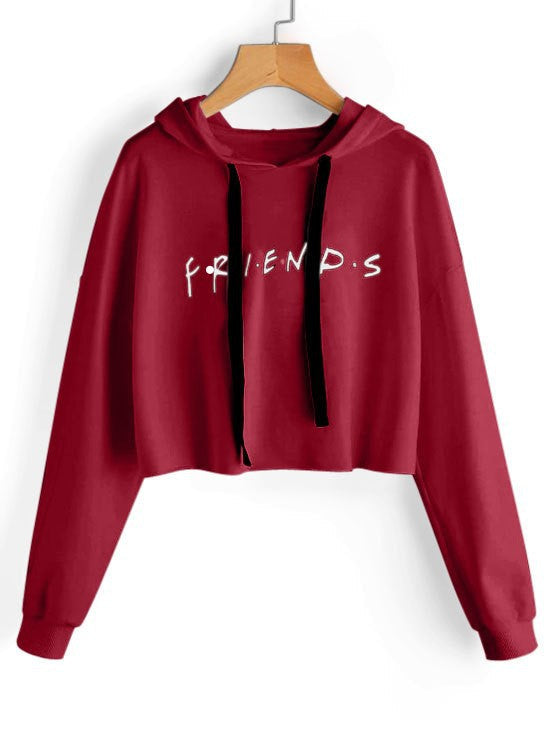 Casual Friends Letter Long Sleeves Hoodies-Shirts & Tops-Red-S-Free Shipping Leatheretro