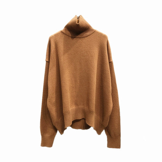 Women Turtleneck Cozy Knitting Pullover Sweaters-Shirts & Tops-Khaki-One Size-Free Shipping Leatheretro