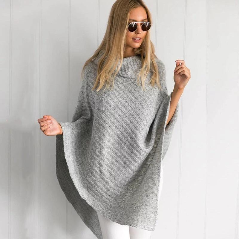 Plus Size Knitting Irregular Batwing Cape Sweaters-Sweater&Hoodies-Khaki-One Size-Free Shipping Leatheretro