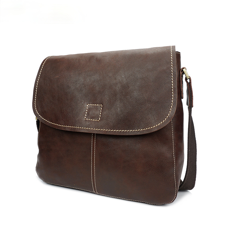 Handmade Oil Wax Leather Crossbody Men's Bag 8069-Leather bags for men-Coffee-Free Shipping Leatheretro