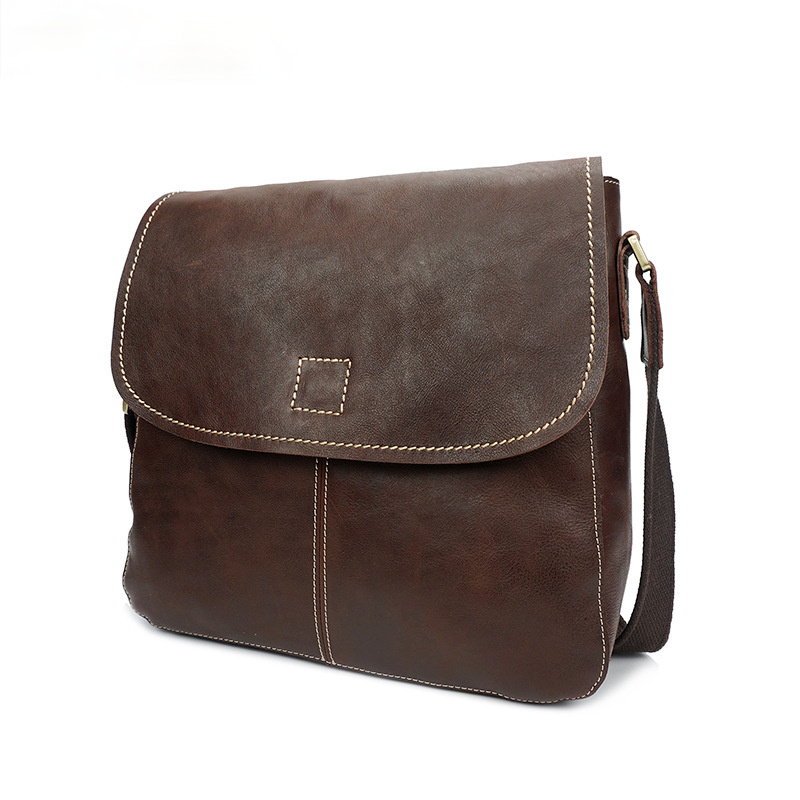 Handmade Oil Wax Leather Crossbody Men's Bag 8069-Leather bags for men-Brown-Free Shipping Leatheretro