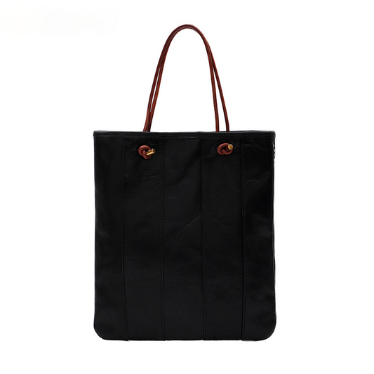 Women Tote Leather Shoulder Bags J8765-Leather Handbags-Black-Free Shipping Leatheretro