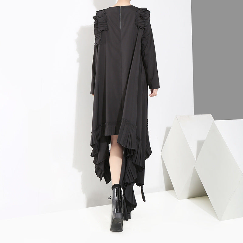 Designed Irregular Long Dresses-Dresses-Black-One Size-Free Shipping Leatheretro