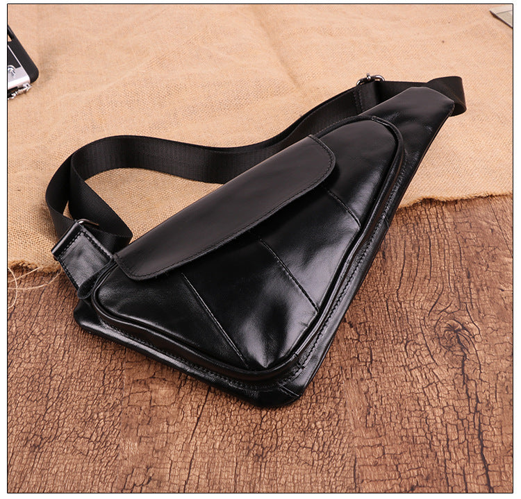 Casual Men's Leather Chest Bag J6420-Leather Chest Bag-Dark Blue-Free Shipping Leatheretro