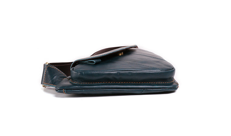 Casual Men's Leather Chest Bag J6420-Leather Chest Bag-Dark Blue-Free Shipping Leatheretro