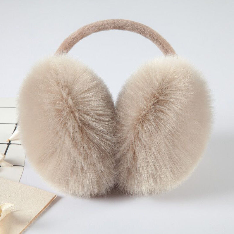 Warm Artifical Fox Fur Ear Gloves Earmuffs-earmuffs-Khaki-Free Shipping Leatheretro