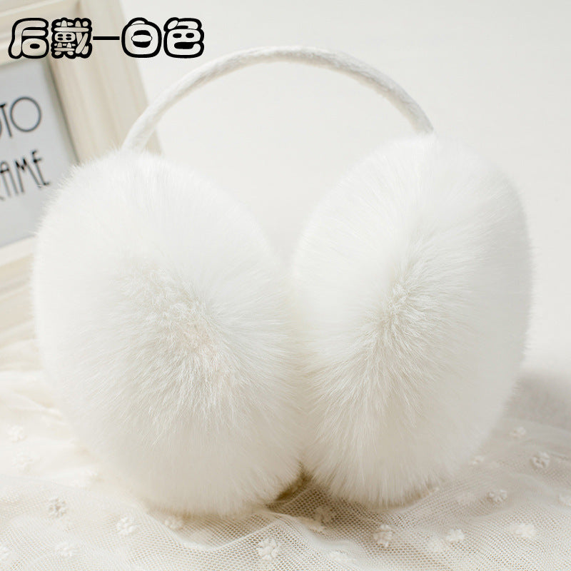 Warm Artifical Fox Fur Ear Gloves Earmuffs-earmuffs-White-Free Shipping Leatheretro