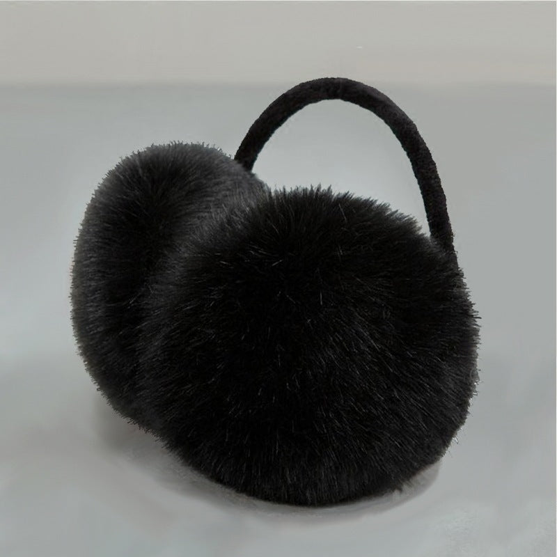 Warm Artifical Fox Fur Ear Gloves Earmuffs-earmuffs-Black-Free Shipping Leatheretro