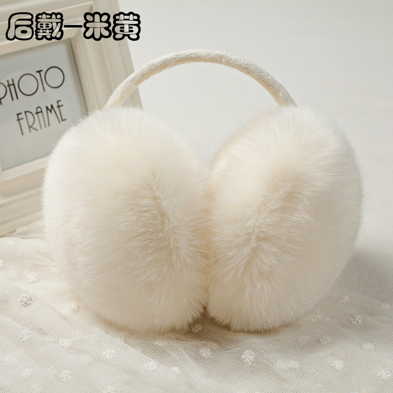 Warm Artifical Fox Fur Ear Gloves Earmuffs-earmuffs-Off the White-Free Shipping Leatheretro