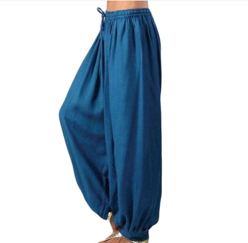 Casual Loose Fall Pants-Women Bottoms-Blue-S-Free Shipping Leatheretro