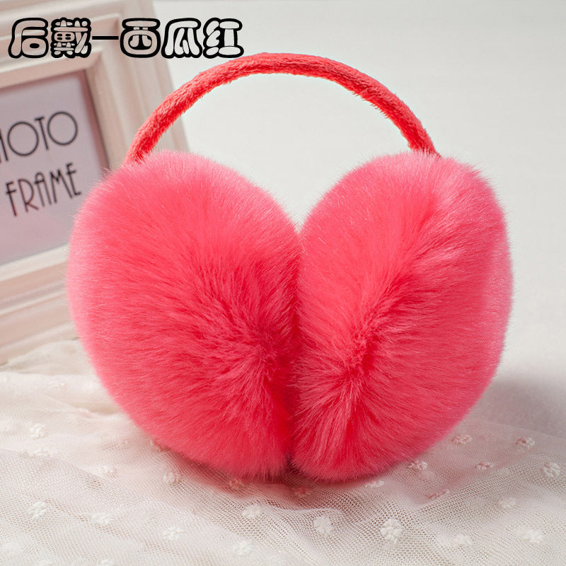 Warm Artifical Fox Fur Ear Gloves Earmuffs-earmuffs-Watermelon-Free Shipping Leatheretro