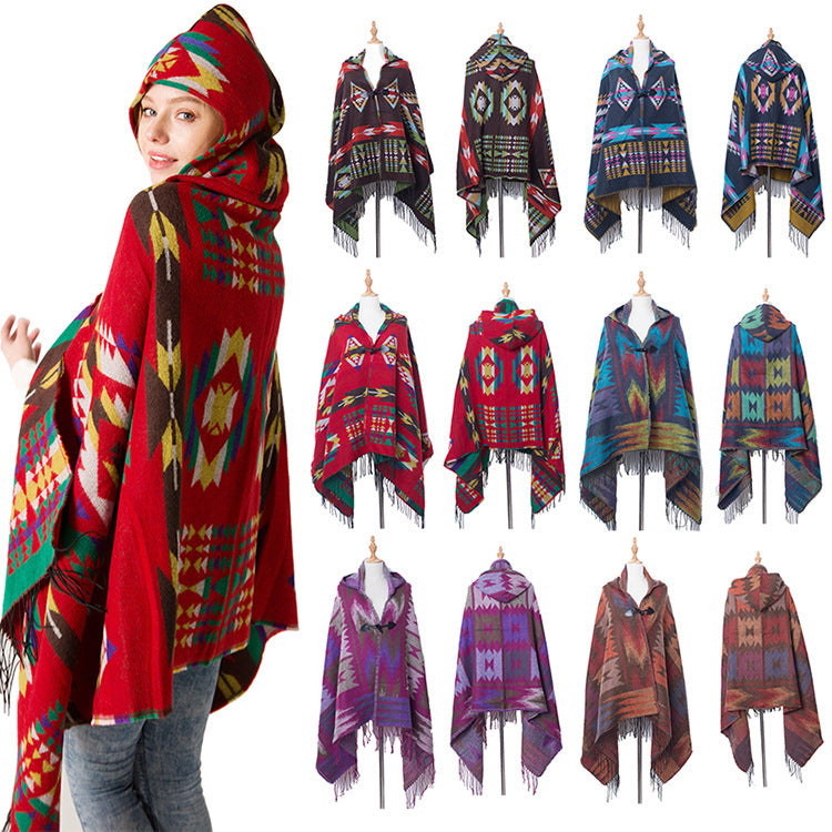 Boho Shawls with Hat-Scarves & Shawls-A-135-175CM-Free Shipping Leatheretro