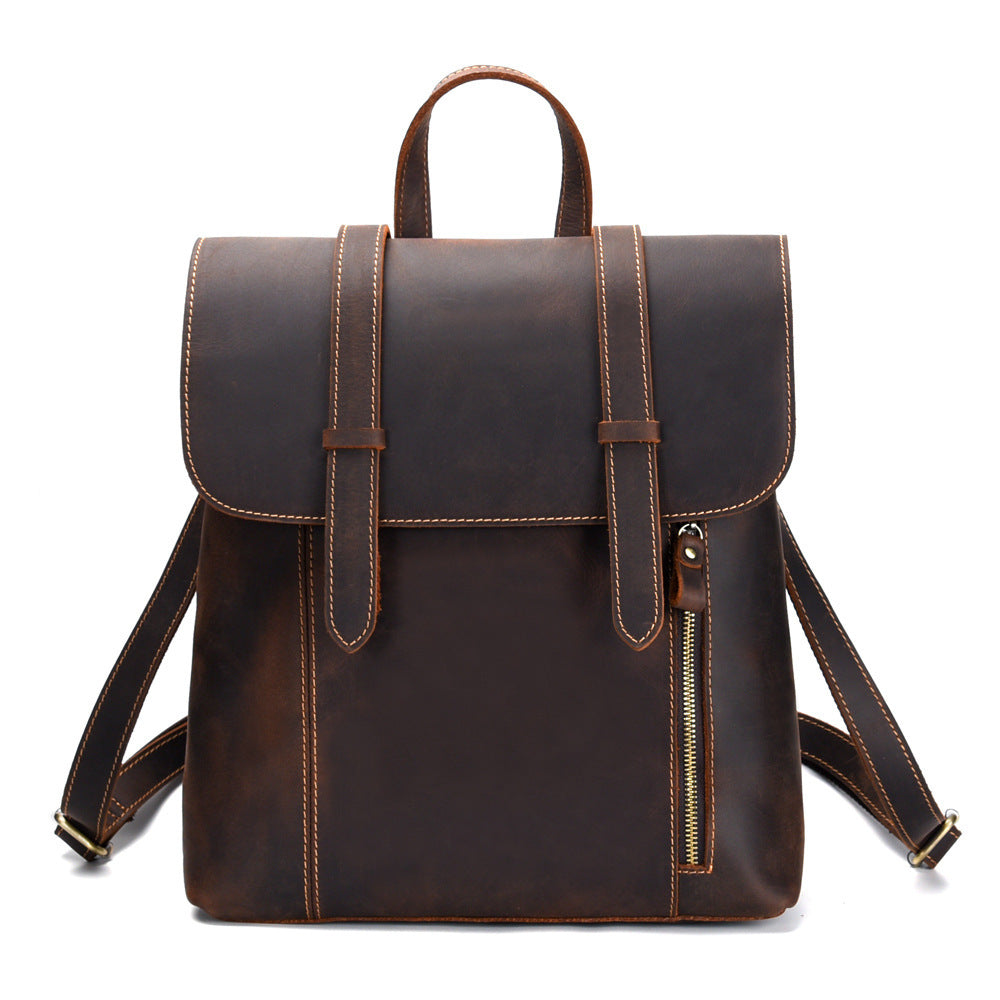 Retro Simple Leather Backpack 8110-Leather Backpack-Coffee-Free Shipping Leatheretro