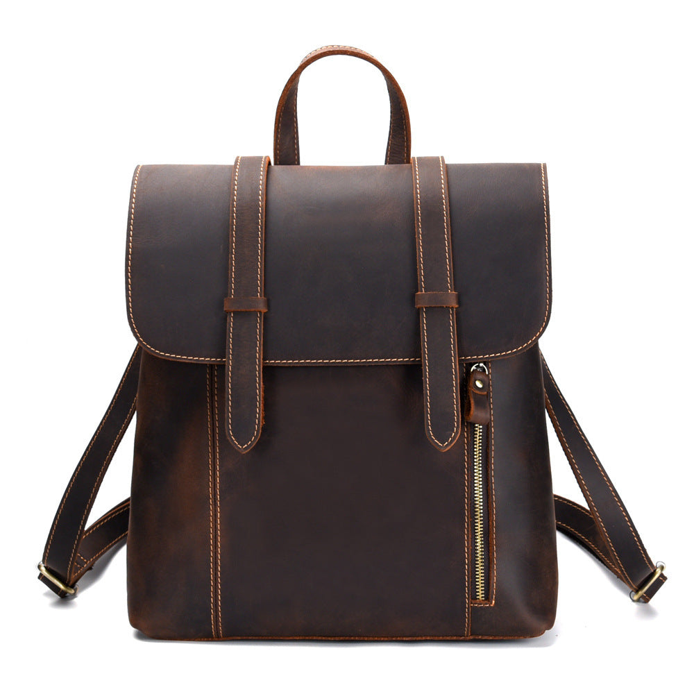 Retro Simple Leather Backpack 8110-Leather Backpack-Brown-Free Shipping Leatheretro