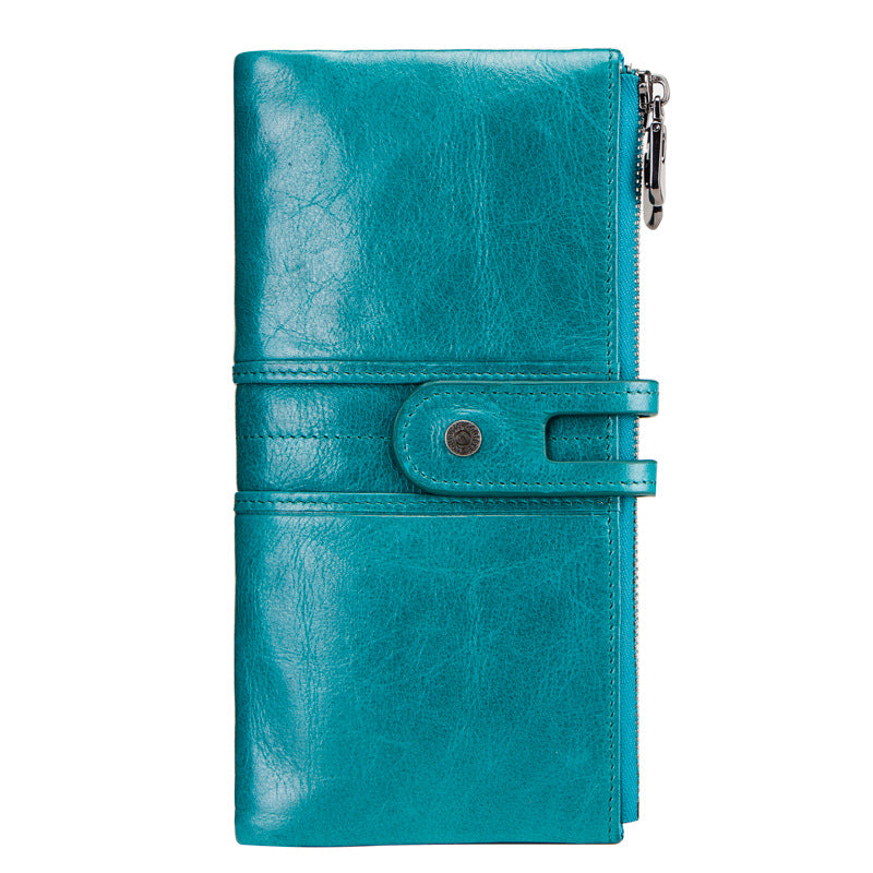 Fashion Long Leather Wallets for Women C2152-Leather Wallets-Green-Free Shipping Leatheretro