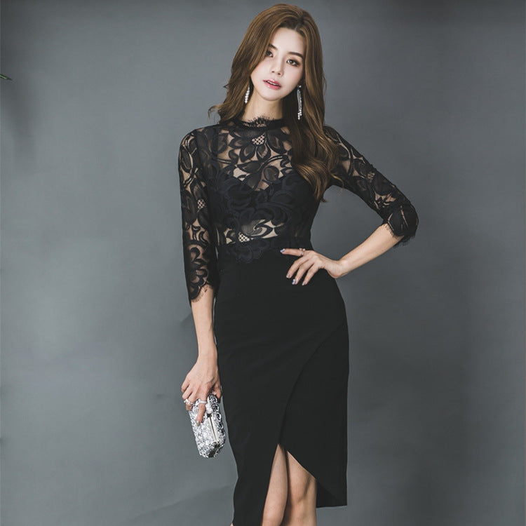 Sexy Black Lace Sheath Party Dresses-Dresses-Black-S-Free Shipping Leatheretro