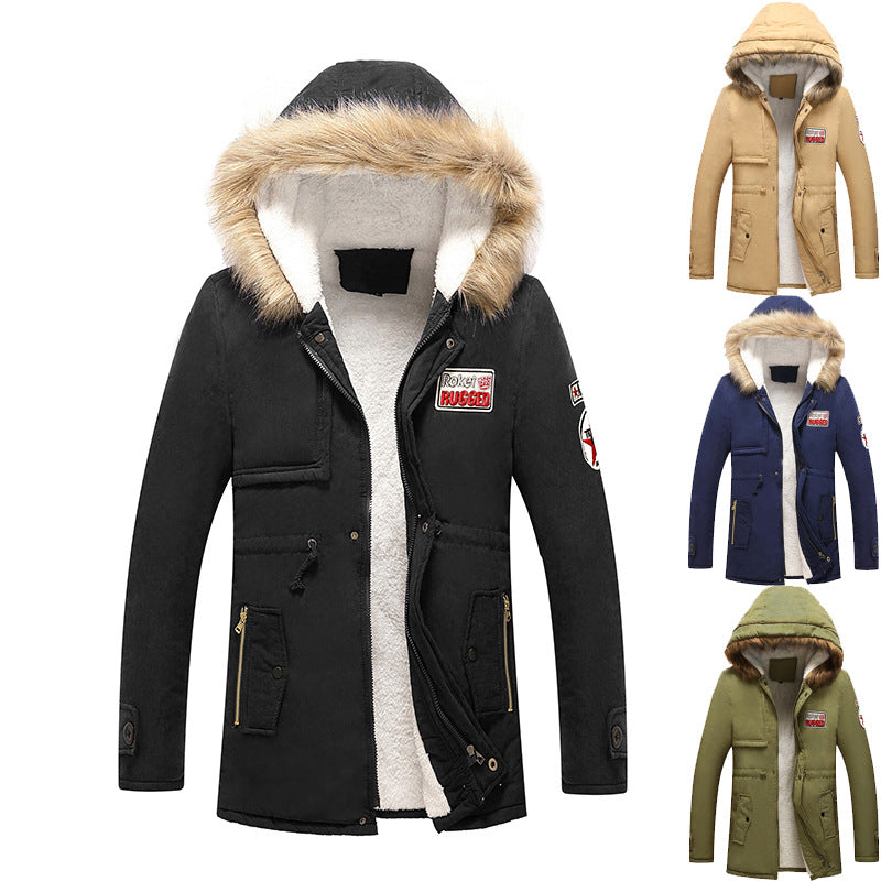 Winter Cotton Hoodies Coats for Men-Coats & Jackets-Khaki-S-Free Shipping Leatheretro