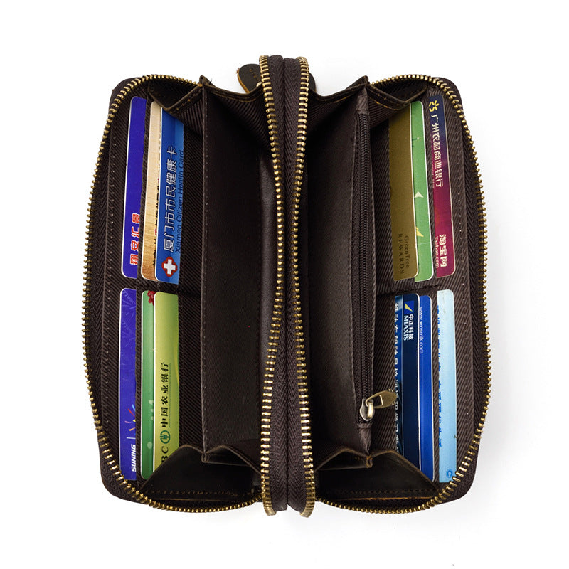 Vintage Double Zipper Big Capacity Leather Wallet 1008-Leather Wallet-1-Free Shipping Leatheretro