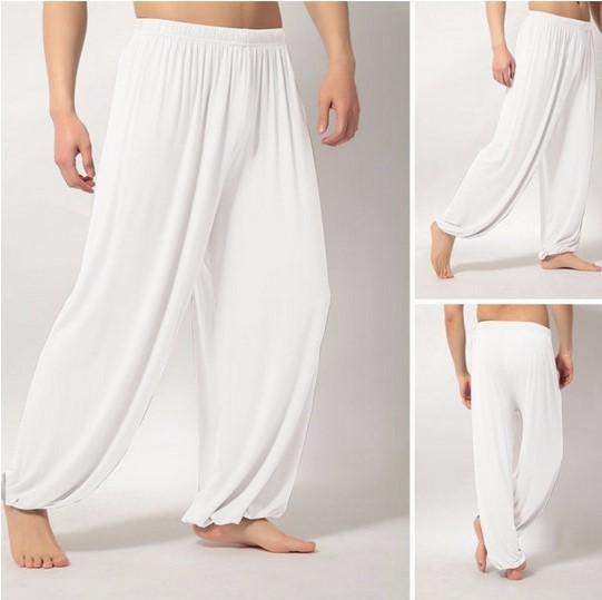 Casual Men's Yoga Cotton Cozy Pants-Men Yoga Pants-White-S-Free Shipping Leatheretro