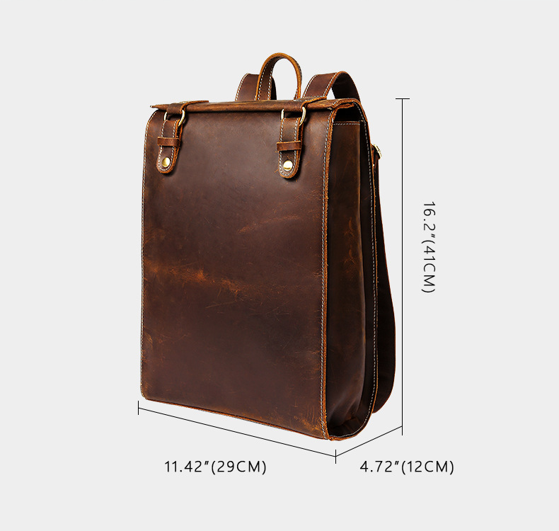 Handmade Vintage Leather Traveling Backpack 2512-Leather Backpack-Coffee-Free Shipping Leatheretro