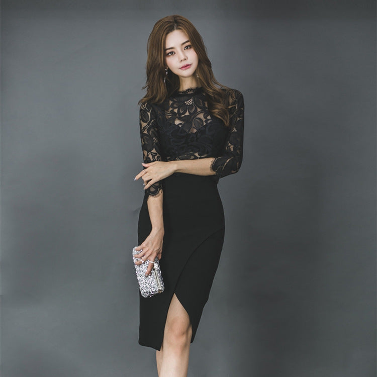 Sexy Black Lace Sheath Party Dresses-Dresses-Black-S-Free Shipping Leatheretro