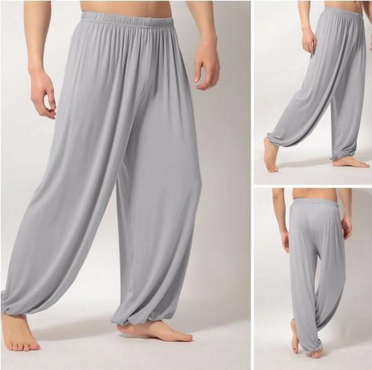 Casual Men's Yoga Cotton Cozy Pants-Men Yoga Pants-Light Gray-S-Free Shipping Leatheretro