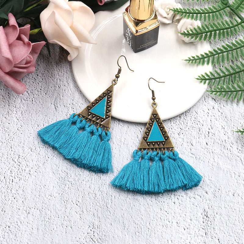 Ethnic Fashion Tassels Drop Earrings for Women-Earrings-Lake Blue-Free Shipping Leatheretro