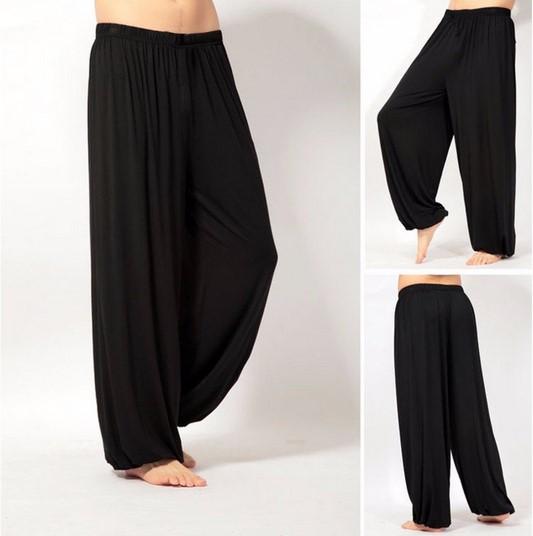 Casual Men's Yoga Cotton Cozy Pants-Men Yoga Pants-Black-S-Free Shipping Leatheretro