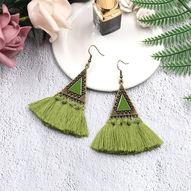 Ethnic Fashion Tassels Drop Earrings for Women-Earrings-Yellow-Free Shipping Leatheretro