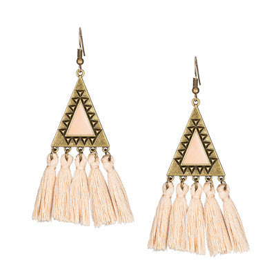 Ethnic Fashion Tassels Drop Earrings for Women-Earrings-Off the White-Free Shipping Leatheretro