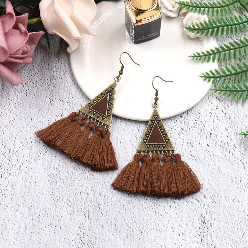 Ethnic Fashion Tassels Drop Earrings for Women-Earrings-Coffee-Free Shipping Leatheretro