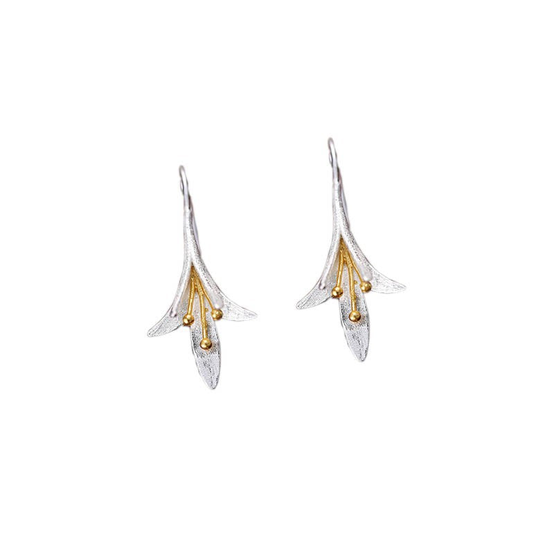 Fashion Silver Flower Design Women Earrings-Earrings-A-Free Shipping Leatheretro