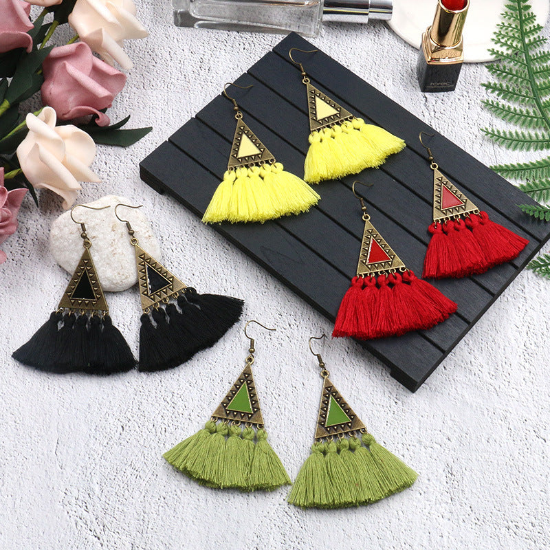 Ethnic Fashion Tassels Drop Earrings for Women-Earrings-Yellow-Free Shipping Leatheretro