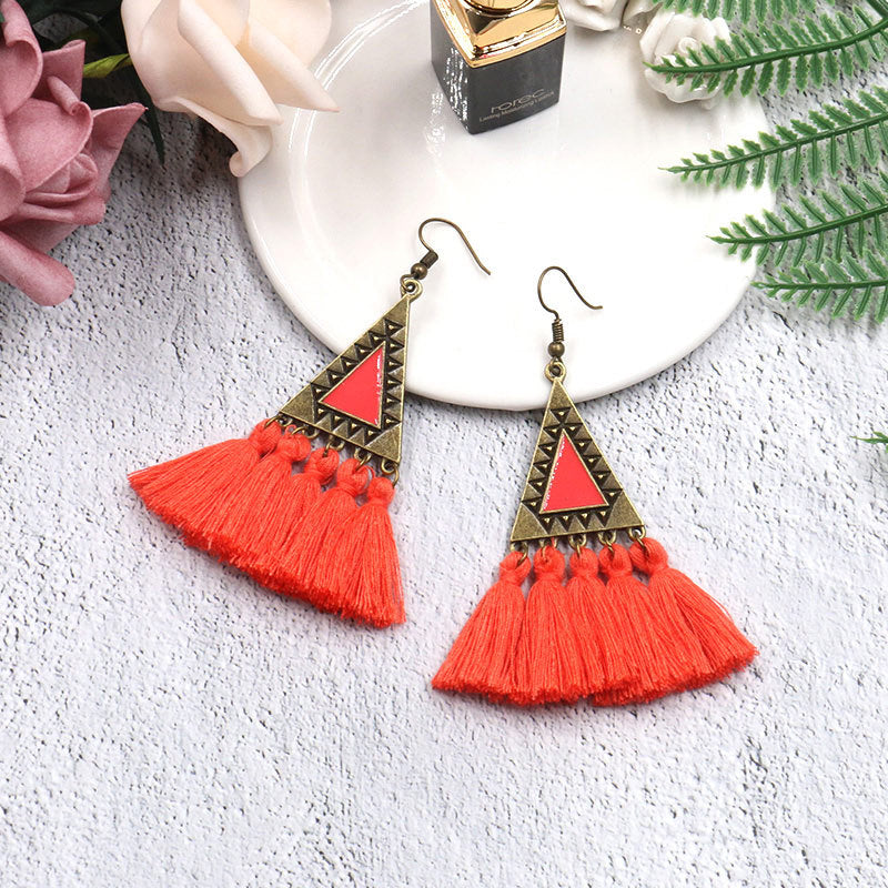 Ethnic Fashion Tassels Drop Earrings for Women-Earrings-Watermelon-Free Shipping Leatheretro