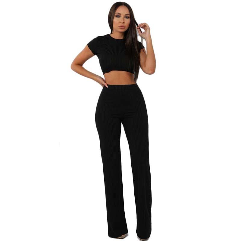 Leisure Elastic Two Pieces Women Outfits-Two Pieces Suits-Black-S-Free Shipping Leatheretro