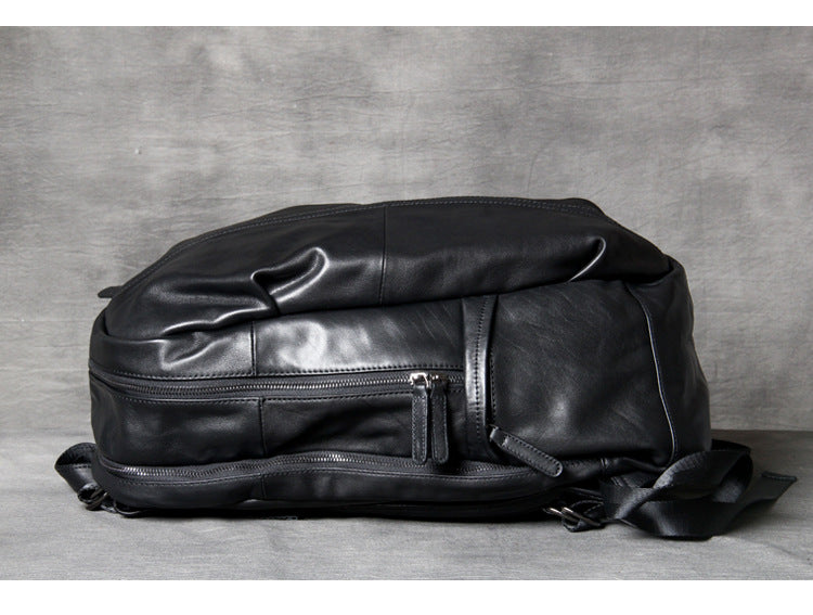 Black Classical Leather Traveling Backpack 8021-Leatehr Backpack-Black-Free Shipping Leatheretro
