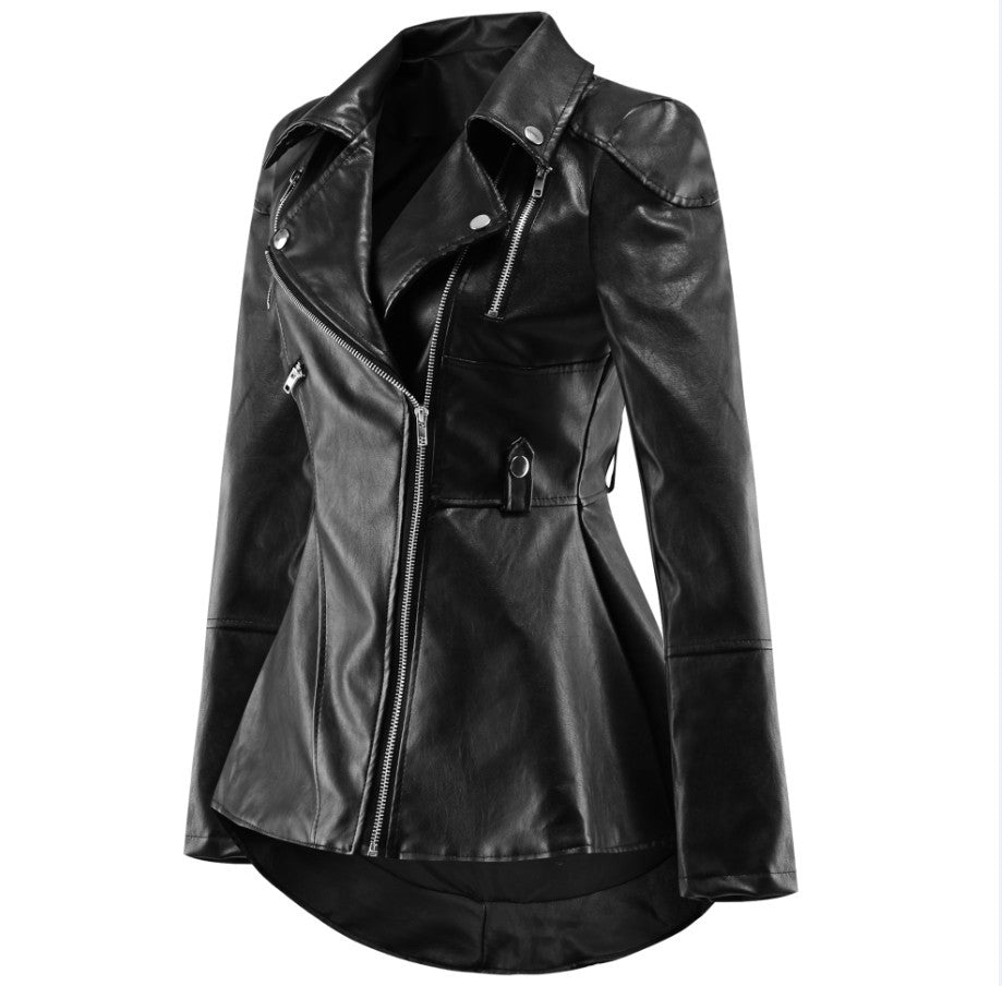 Fashion Ruffled Outerwear-Coats & Jackets-Black-S-Free Shipping Leatheretro