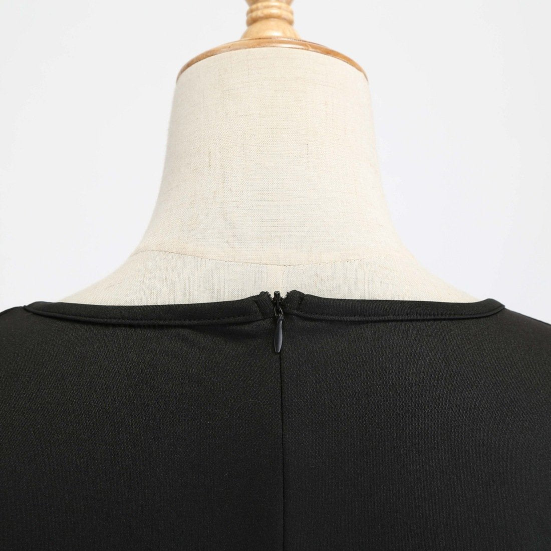 Vintage Long Sleeves V Neck Winter Dresses-Vintage Dresses-Black-S-Free Shipping Leatheretro