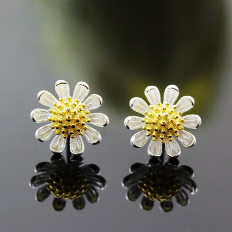 Fashion Daisy Design Sterling Silver Earrings-Earrings-The same as picture-Free Shipping Leatheretro