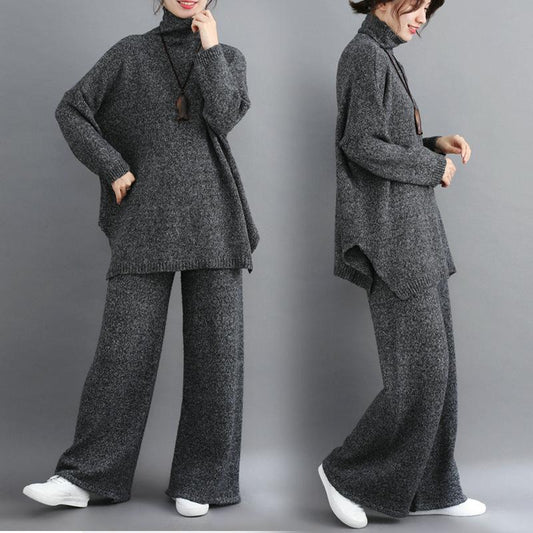 Women Plus Sizes Two Pieces Outfits-Two Pieces Outfits-Khaki-One Size-Free Shipping Leatheretro