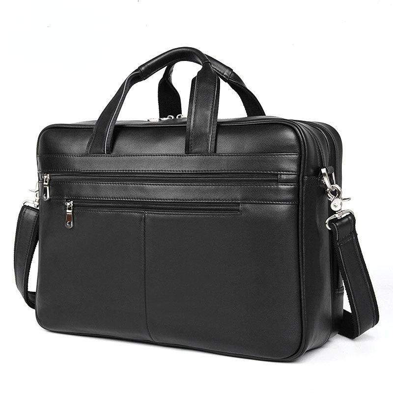 Black Genine Leather Business Briefcase 7319-Leather Briefcase-Black-Free Shipping Leatheretro