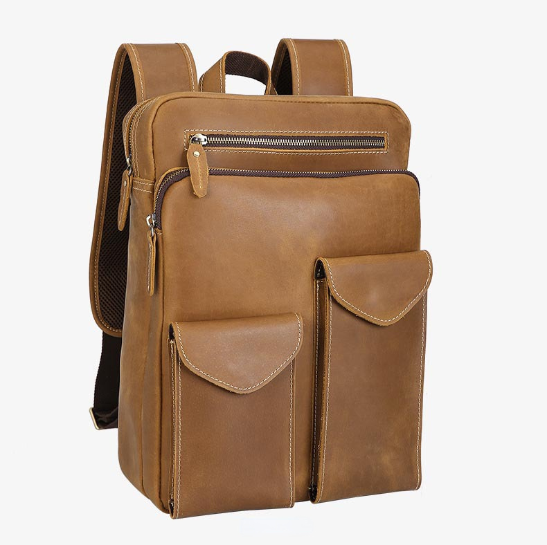 Vintage Luxury Large Storage Leather Backpacks-Leather Backpack-Brown-Free Shipping Leatheretro